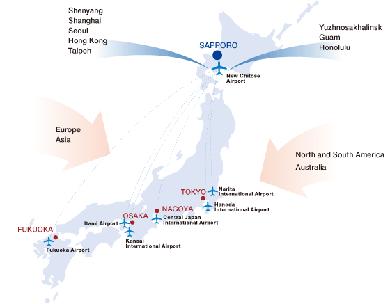 Air map to Sapporo