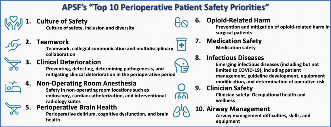 Top 10 Perioperative Patient Safety Priorities.