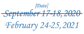 [Date] September 17-18, 2020